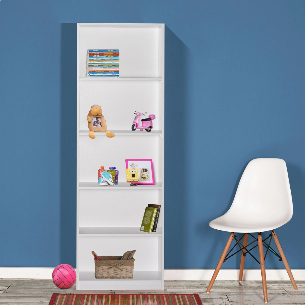 Biblioteca Adore Libra, 5 rafturi, 56 x 170 x 20 cm - Alb