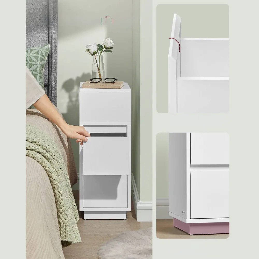 Noptieră ROBIN, 30x25x65cm, alb Vasagle