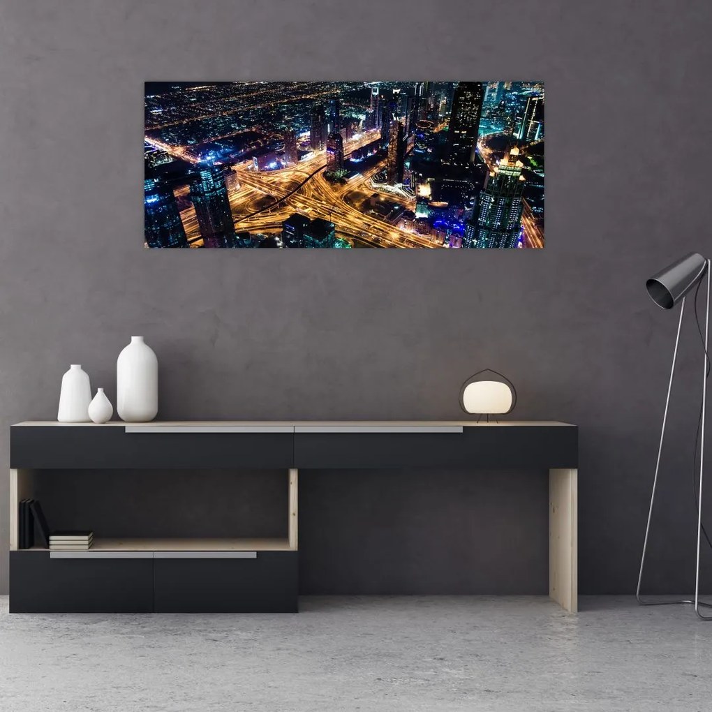 Tablou cu oraș nocturn (120x50 cm)