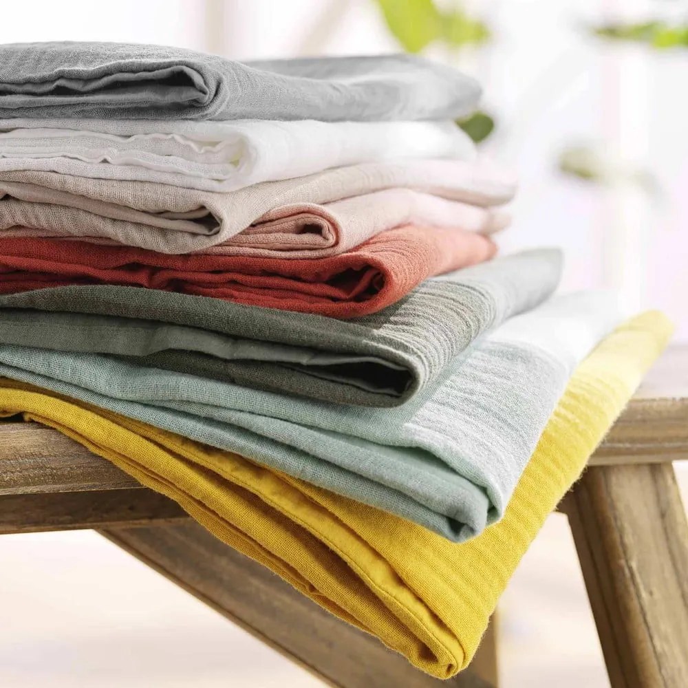 Lenjerie de pat kaki din muselină pentru pat de o persoană 140x200 cm Angelia – douceur d'intérieur