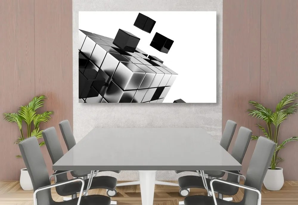 Tablou cubul strategic în design alb-negru