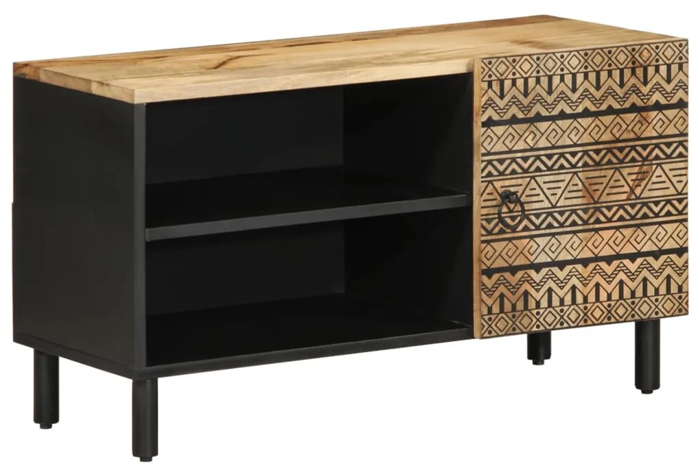 vidaXL Dulap TV, negru, 80x33,5x46 cm, lemn masiv de mango brut