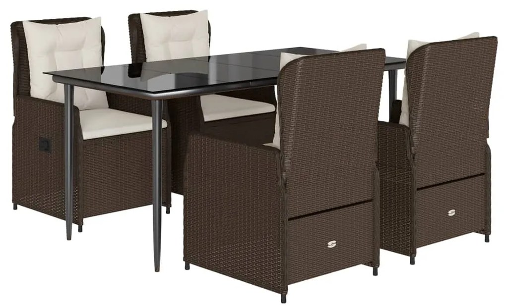 3262843 vidaXL Set mobilier de grădină, 5 piese, cu perne, maro, poliratan