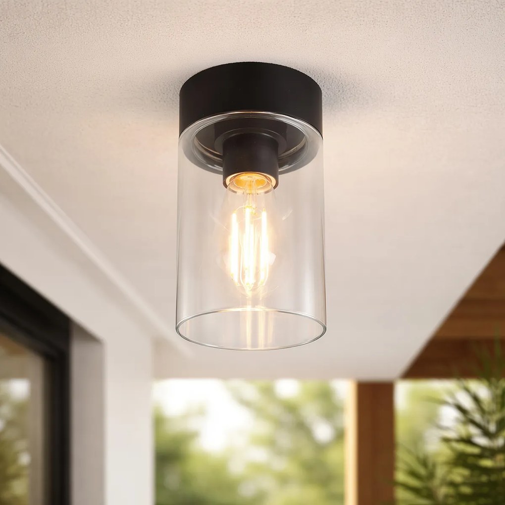Plafoniera moderna neagra 22.6 cm IP44 - Jarra
