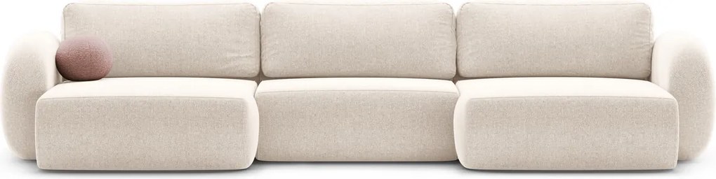 Coltar panoramic extensibil 5 locuri, Tonale, Cosmopolitan Design, 362x149x88 cm, tesatura chenille, bej deschis