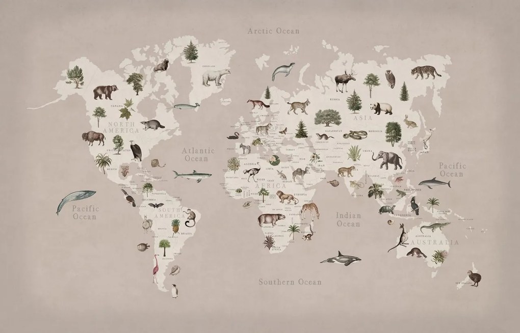 Fototapet, Animal World, Pastel Pink, Rebel Walls