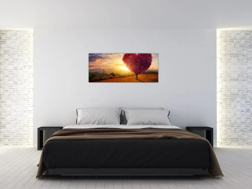 Tablou cu copaci în forma de inimă (120x50 cm)