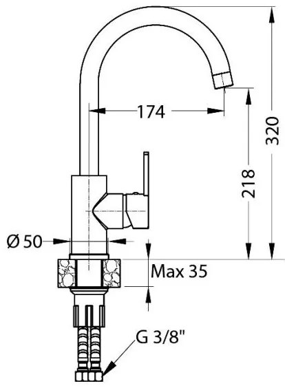 Baterie de chiuvetă ALVEUS 1129054 TONIA 34 cm bej