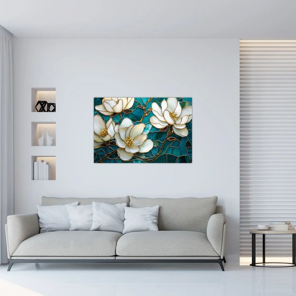 Tablou - Vitraliu cu magnolie (90x60 cm)