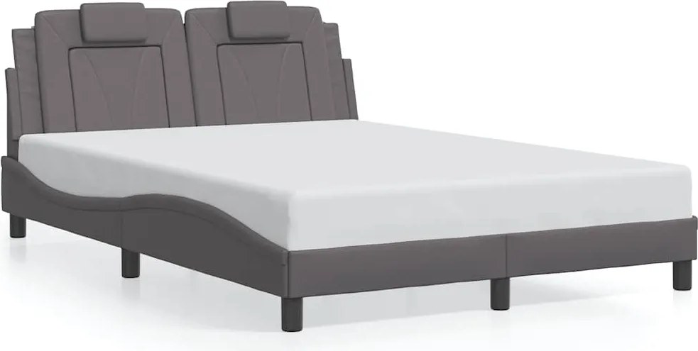 vidaXL Cadru de pat, Viana, fără saltea, gri, 140x190 cm, piele ecologică