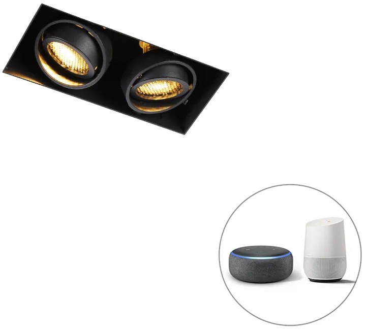 Spot inteligent îngropat negru fără ramă 2 lumini inclusiv Wifi GU10 - Oneon Honey