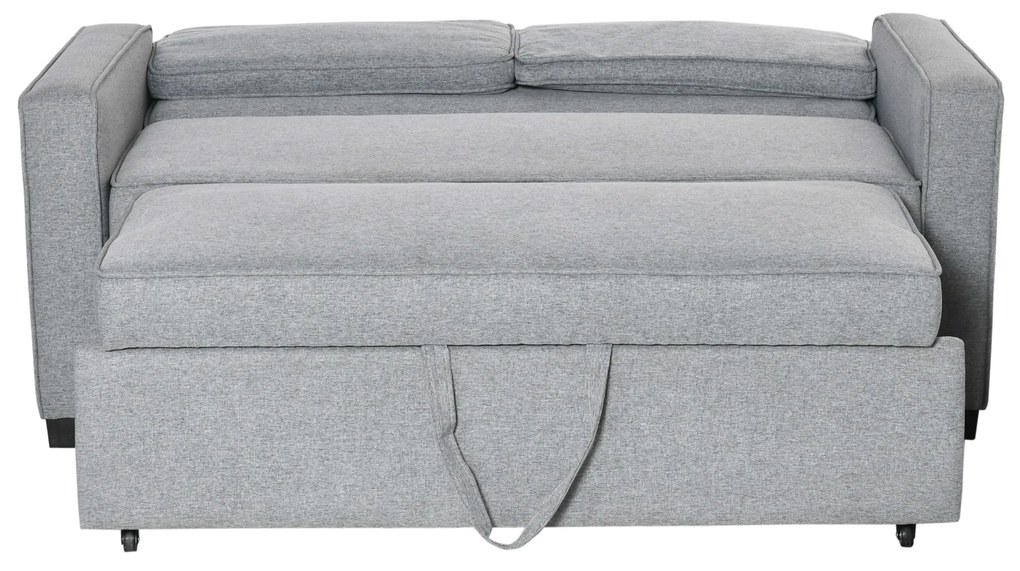 HOMCOM Canapea extensibila 2 locuri, cu spatar reglabil pe 3 niveluri, pentru Sufregerie, din material textil, 154x87x89cm, gri | Aosom Romania