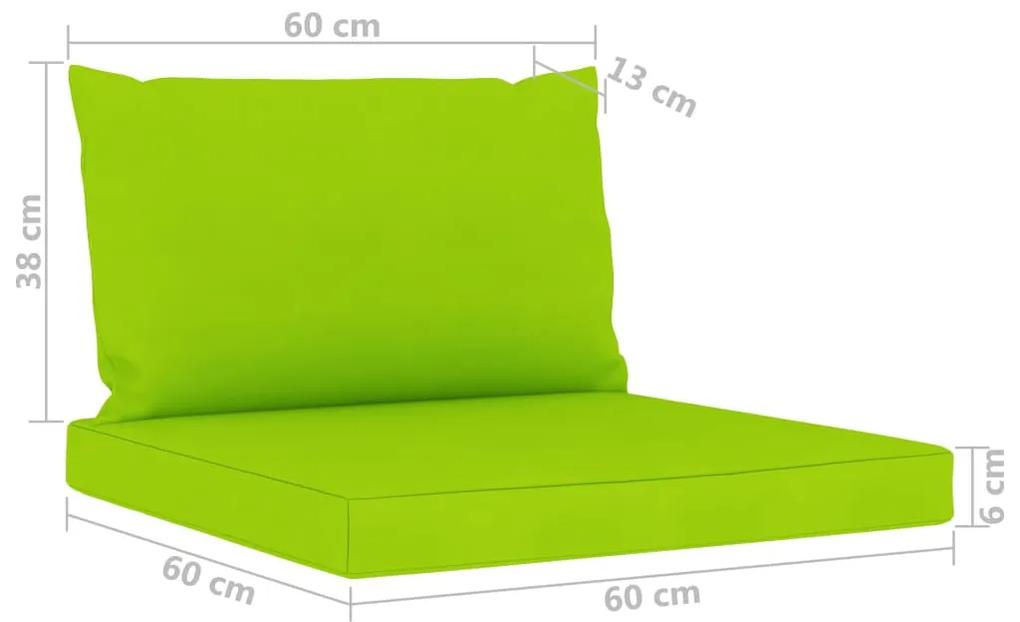 Set mobilier de gradina cu perne verde aprins, 6 piese verde aprins, 4x colt + mijloc + masa, 1