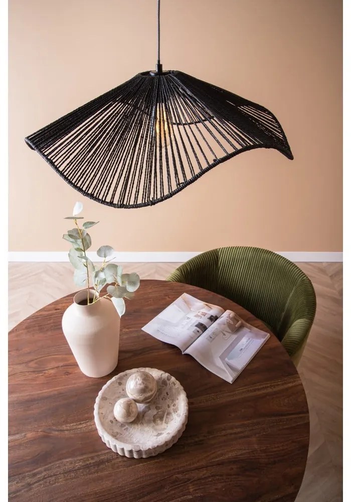 Lustră neagră cu abajur din sfoară din hârtie ø 62 cm Sombra – Leitmotiv
