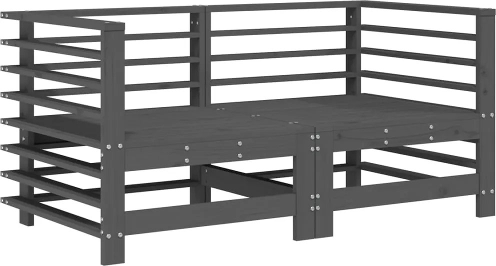 vidaXL Canapea de colț de grădină, 2 buc., gri, lemn masiv de pin