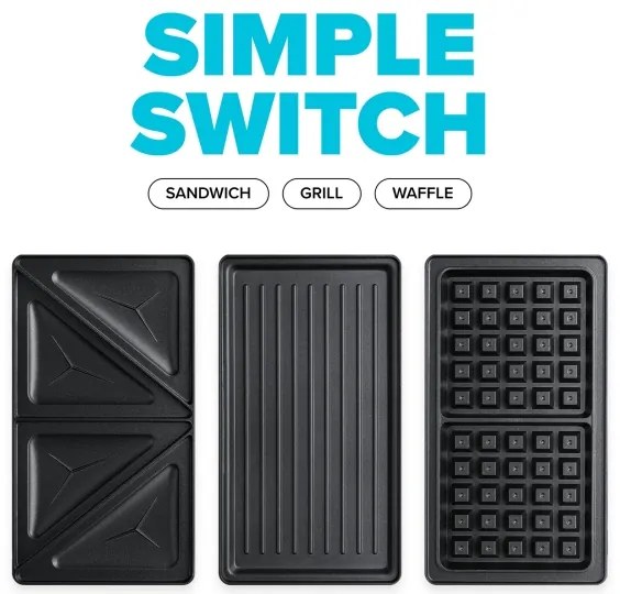 Aparat de sandvici 3 în 1 Niceboy ION Snacker S3 750W/230V oțel inoxidabil/negru