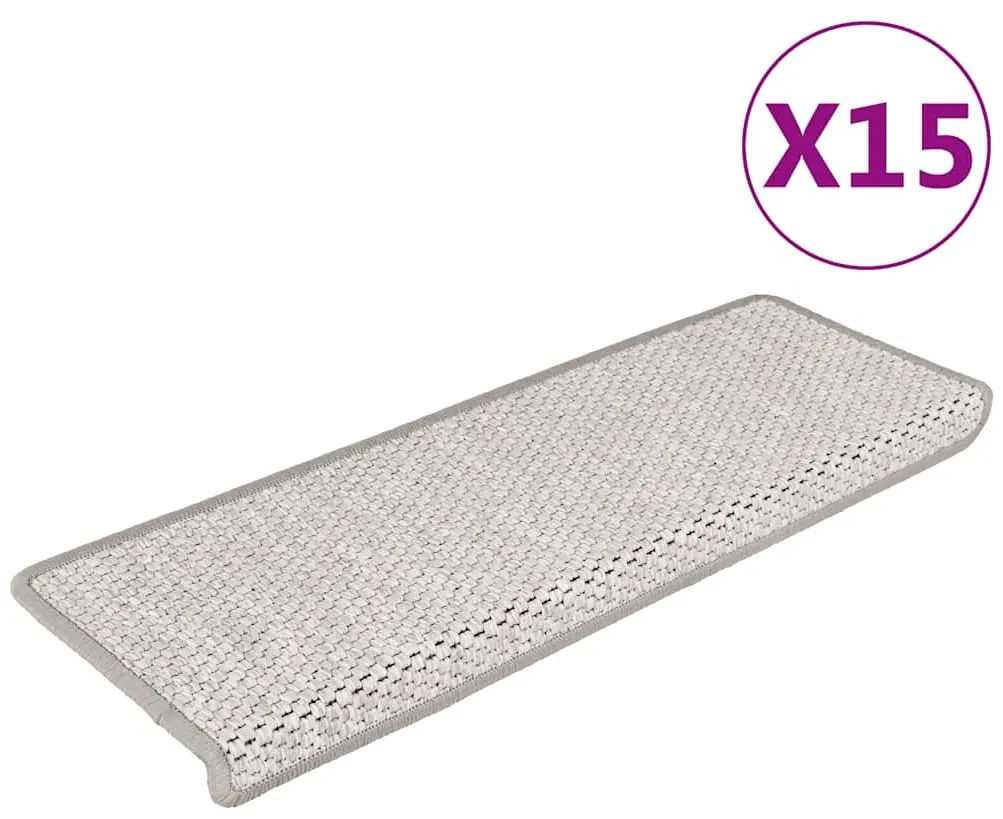 vidaXL Covoraș scări autoadeziv 15 buc platină 65x21x4 cm aspect sisal