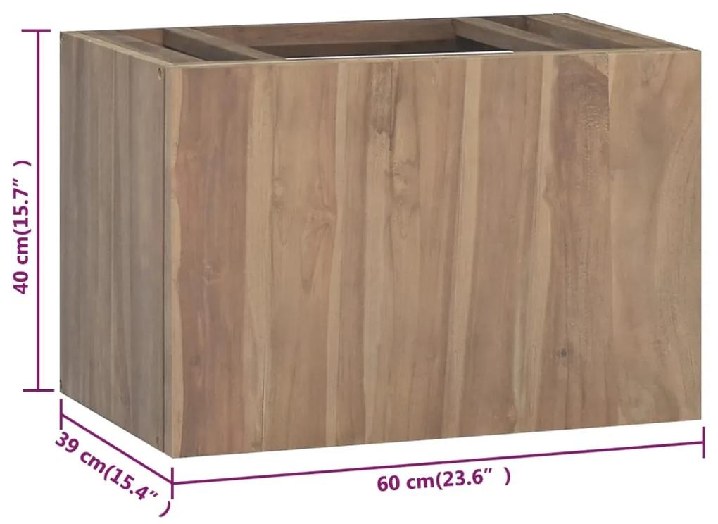 Dulap pentru baie de perete, 60x39x40 cm, lemn masiv de tec 1, 60 x 39 x 40 cm