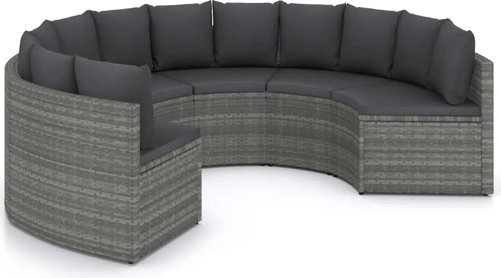 vidaXL Set mobilier de grădină cu perne, 6 piese, gri, poliratan