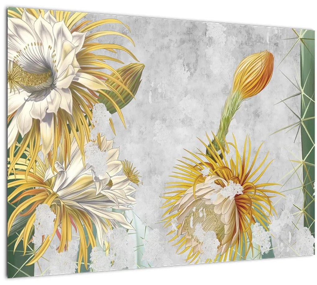 Tablou - Cactuși înfloriți, vintage (70x50 cm)