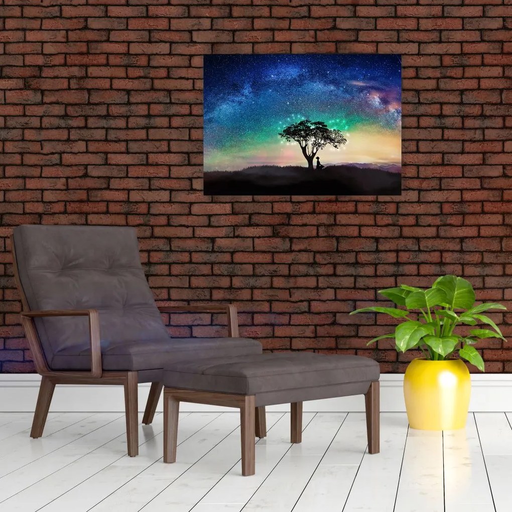Tablou pe sticlă - Relaxare sub stele (70x50 cm)