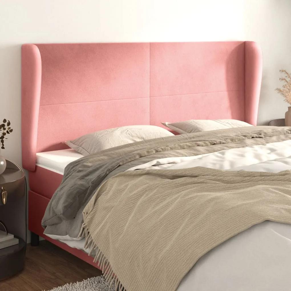 3117741 vidaXL Tăblie de pat cu aripioare, roz, 183x23x118/128 cm, catifea