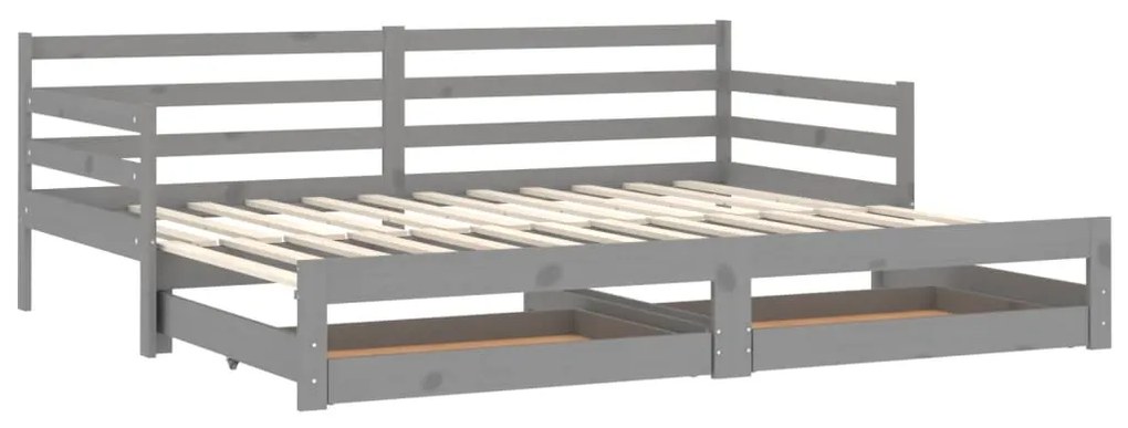 3083701 vidaXL Pat extensibil de zi, 2x(90x200) cm, gri, lemn masiv de pin