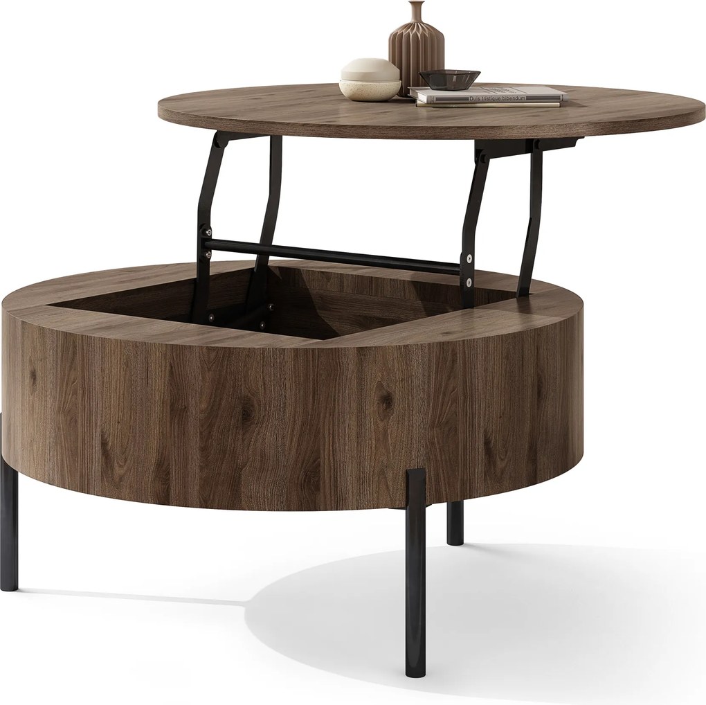 Mazzoni FRIDA Nuc Elegant – MĂSUȚĂ DE CAFEA MODERNĂ CU BLAT RABATABIL ȘI SPAȚIU DE DEPOZITARE