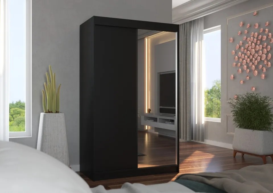 Dulap cu usi glisante si oglinda 120x200 cm, Rewena, ADRK Furniture (Culoare: Casmir)