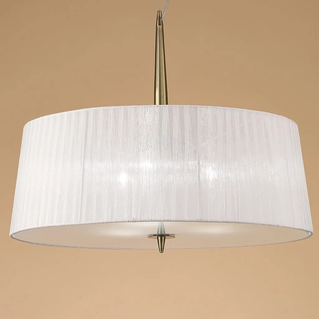 Lustra suspendata clasica LOEWE antique brass/ abajur alb