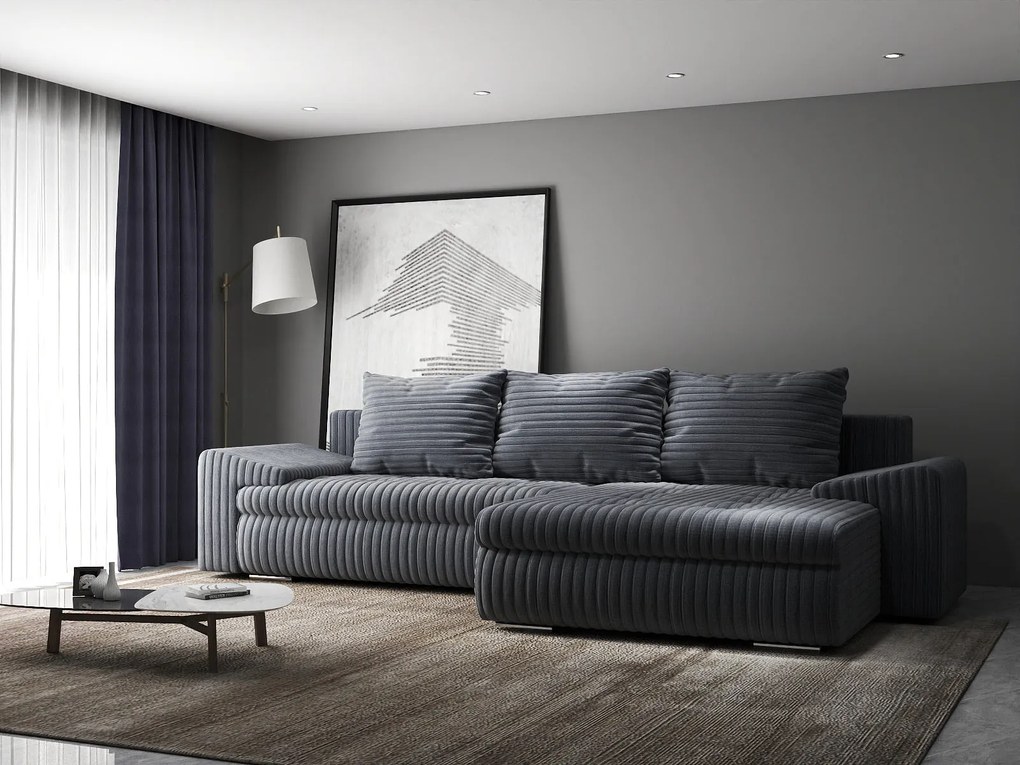 Colțar extensibil dumonde cu ladă de depozitare si sezut confortabil din spuma high-density, Leonardo Ambience Gri 260x185 cm II