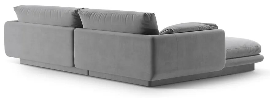 Colțar gri deschis cu tapițerie din catifea (cu colț pe partea dreaptă/cu șezlong) Torino – Micadoni