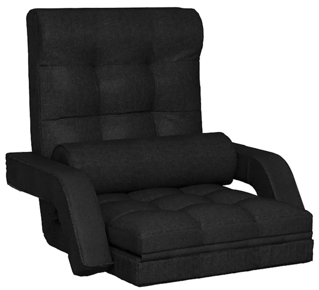 336527 vidaXL Scaun de podea pliabil cu funcție de pat, negru, textil