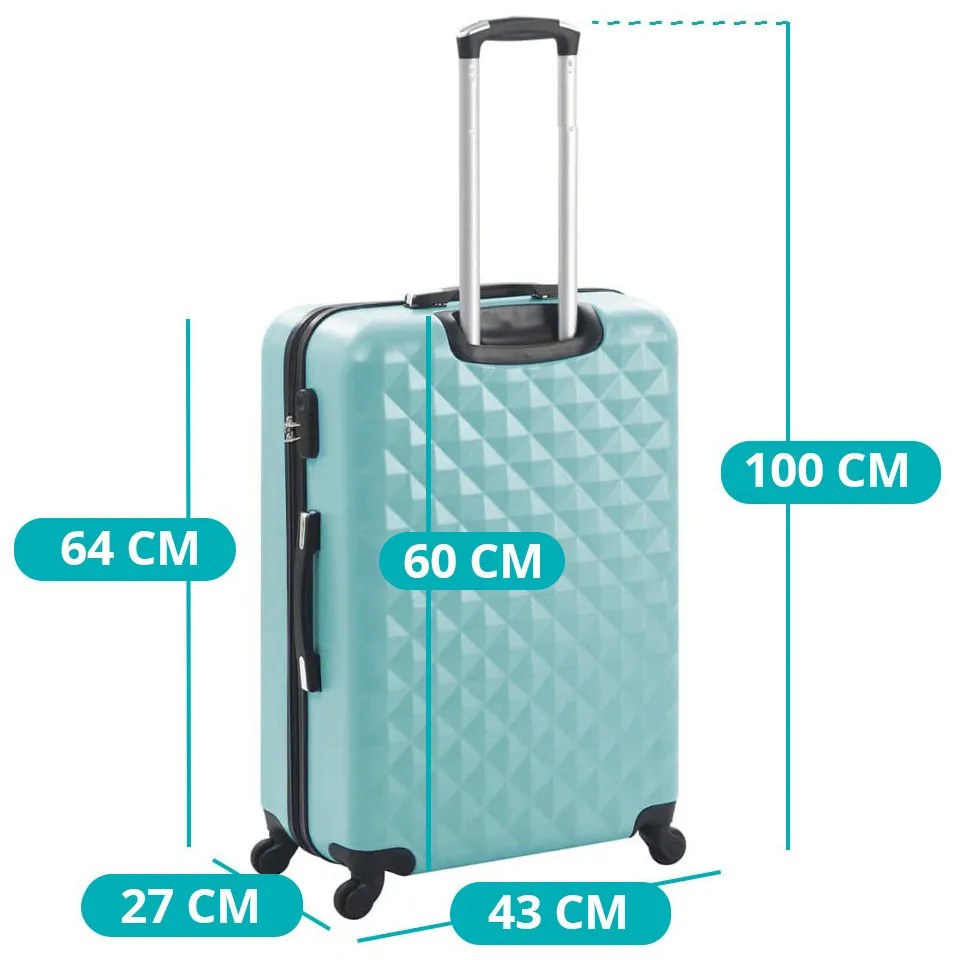 Set valiza de calatorie cu geanta cosmetica-verde menta