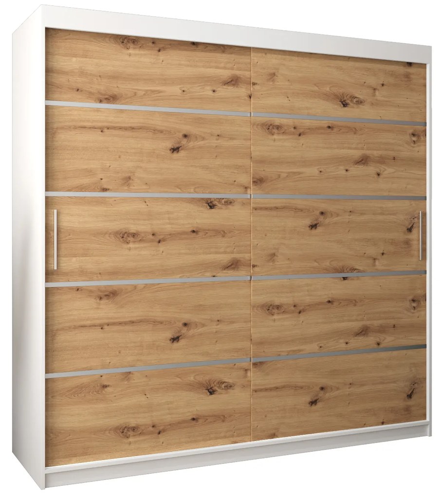 Dulap de haine 250 cm Verika 1 250 (alb + stejar artisan). 1063743
