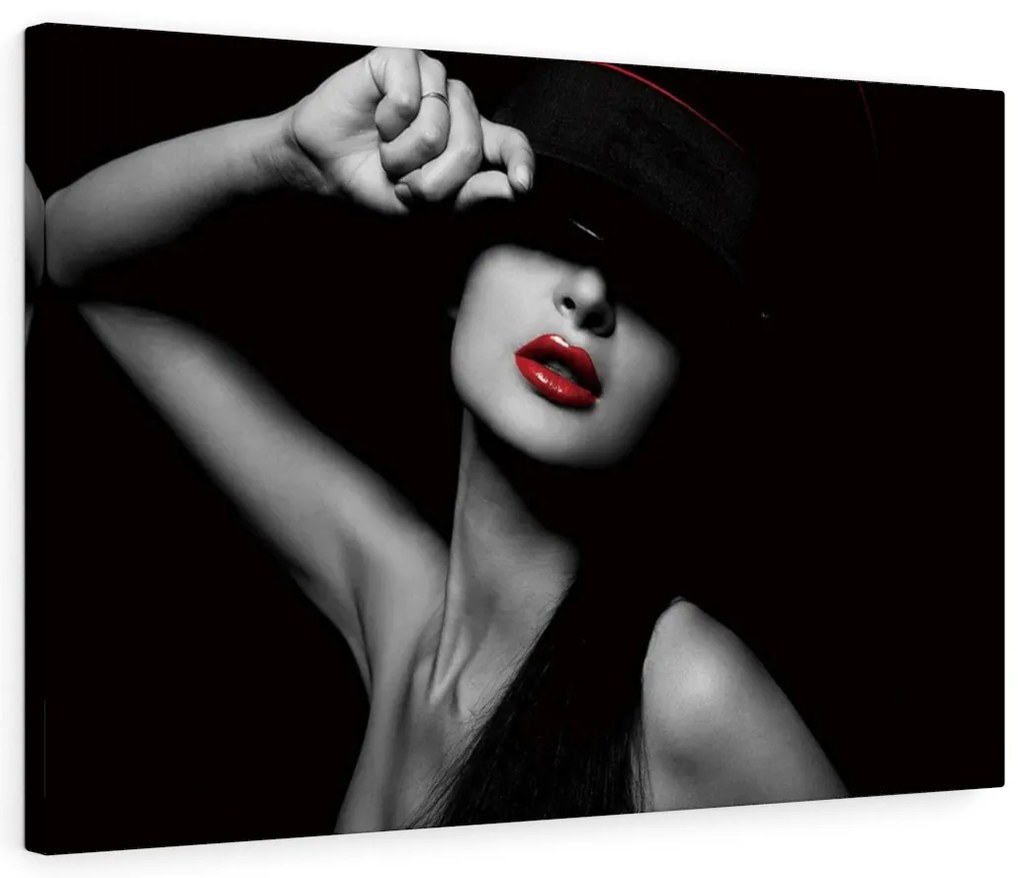 Tablou canvas Black Hat Girl 120x80 cm