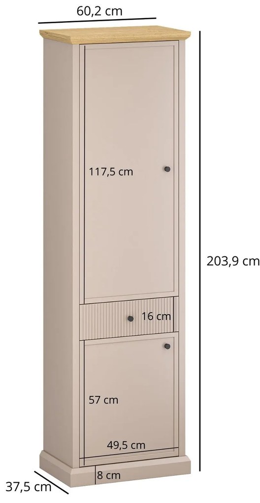 Dulap cu rafturi Indices (taupe + stejar pietros). 1116877