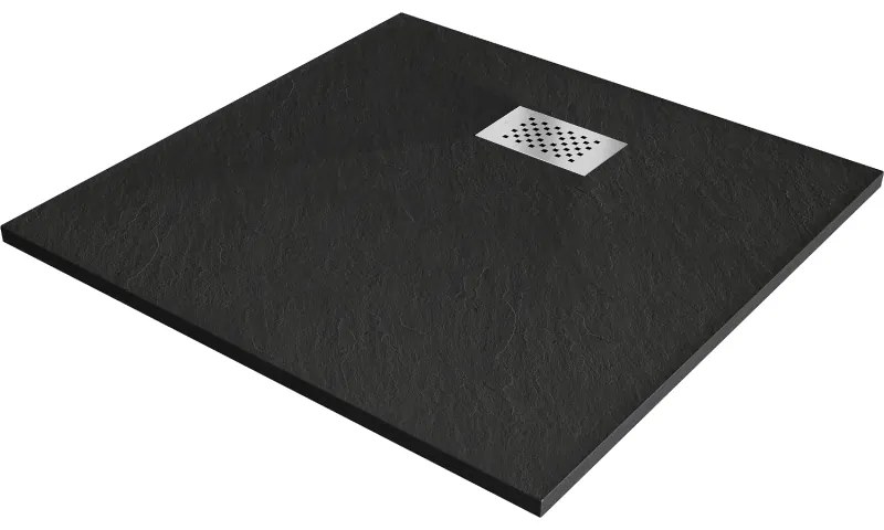 Mexen Hugo cada de dus pătrată SMC 90 x 90 cm, negru, capace inox - 42709090-X