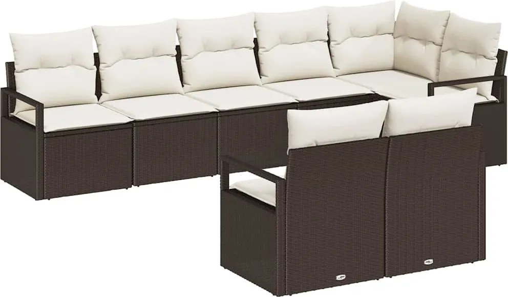 vidaXL Set de canapele pentru grădină 8 pcs Maro și alb poliratan