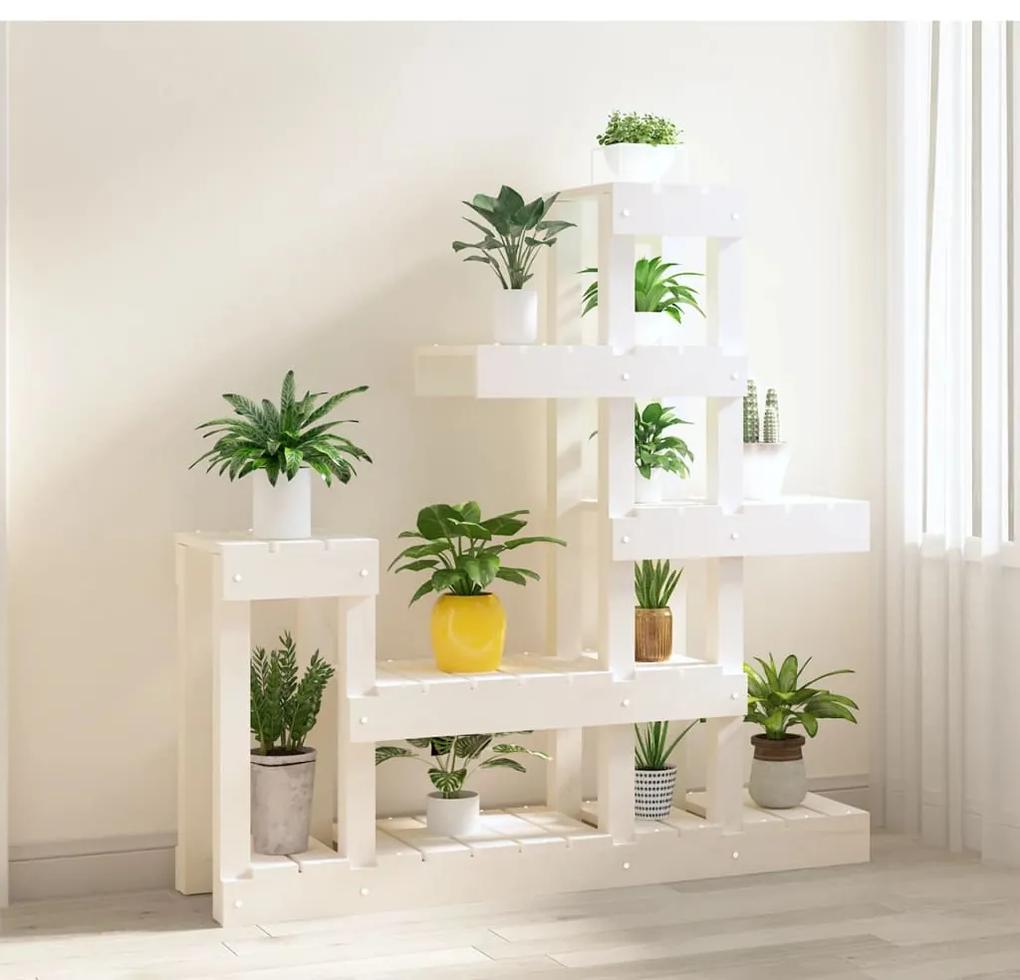 Suport pentru plante, alb,92x25x97 cm, lemn masiv de pin