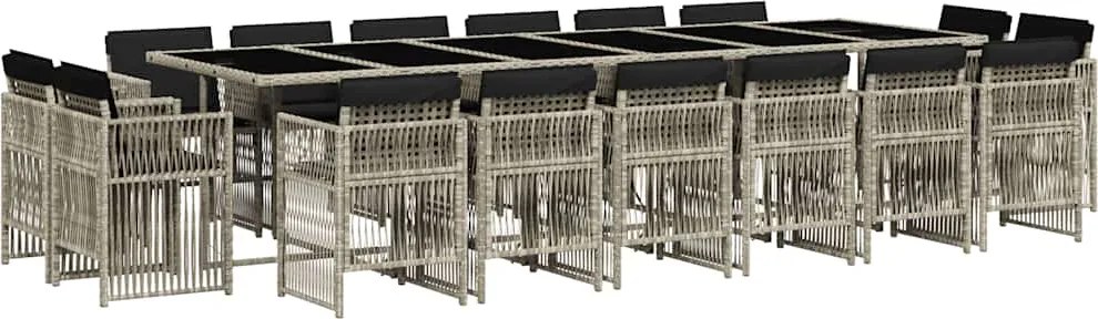 vidaXL Set mobilier de grădină cu perne 17 piese gri deschis poliratan