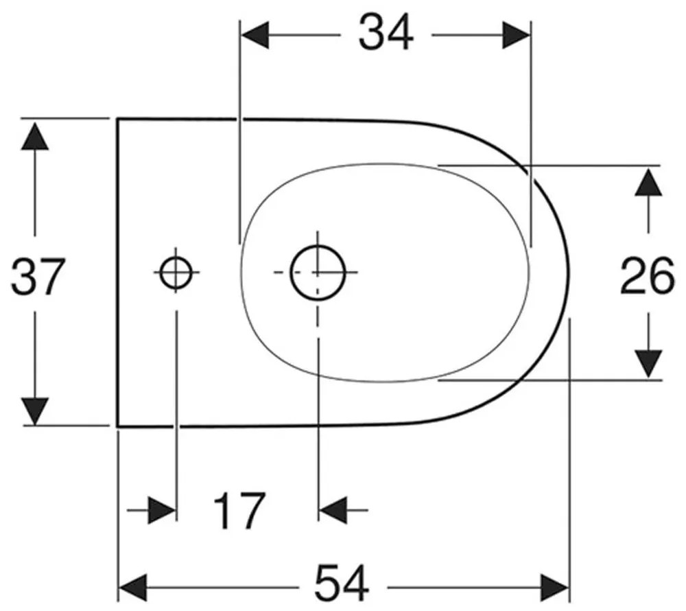 Bideu suspendat, 540x370 mm, preaplin ascuns, orificiu pentru baterie, KeraTect, alb