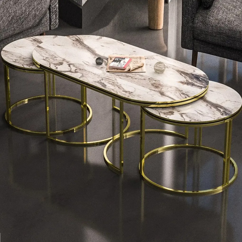 Set masuta de cafea oval Homs 3 buc,seia 440,20337