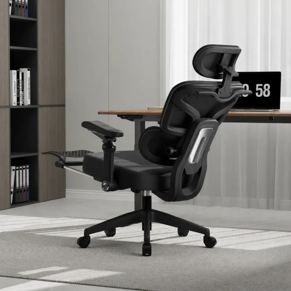 Scaun ergonomic, Sezut Translatie, cotiere 9D, tetiera 6D, suport lombar reglabil, spătar reglabil inaltime, pivotant, suport picioare, sezut buretat, Negru