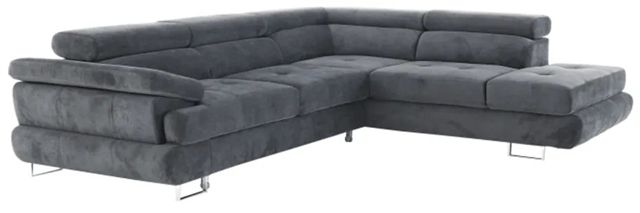 Colţar, material textil gri, model dreapta, BUTON P