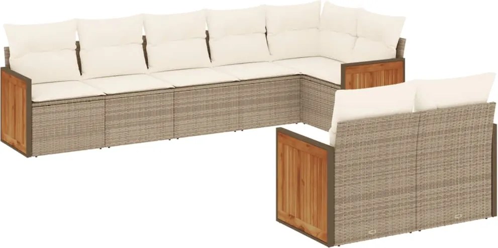 vidaXL Set canapele de grădină, 8 piese, cu perne, bej, poliratan