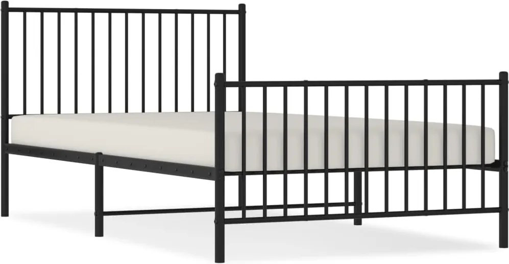 vidaXL Cadru pat metalic cu tăblii de cap/picioare, negru, 107x203 cm