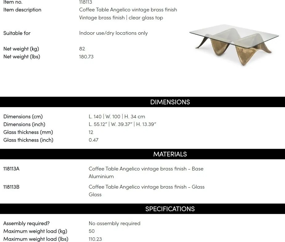 Masuta de cafea design LUX Angelico