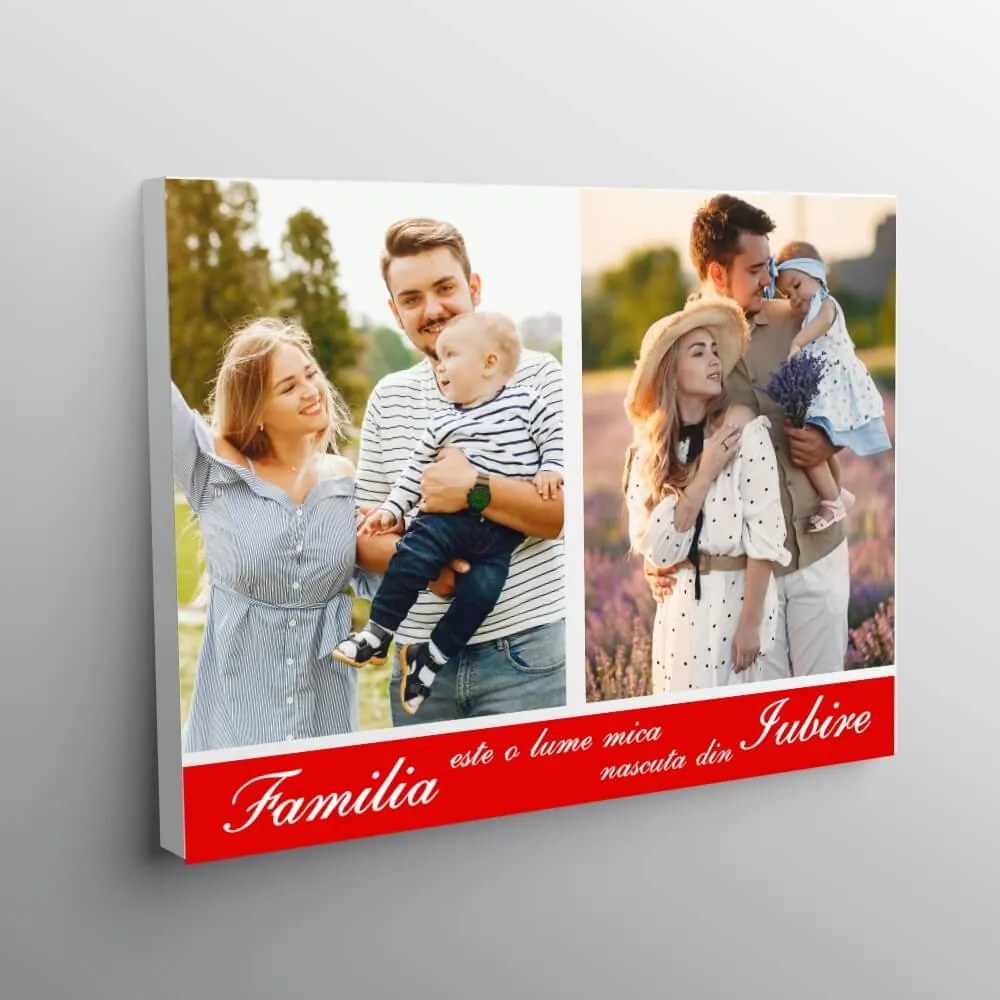 Tablou pe panza canvas personalizat - colaj 2 poze si text - 50 x 40 cm