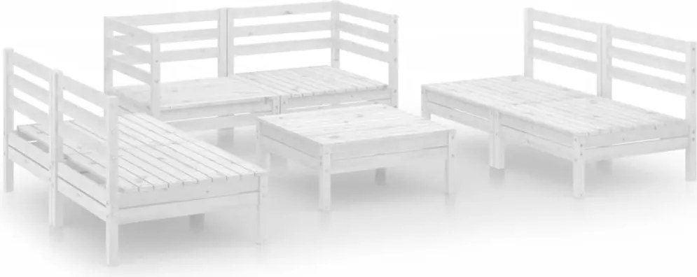 vidaXL Set mobilier de grădină, 7 piese, alb, lemn masiv de pin